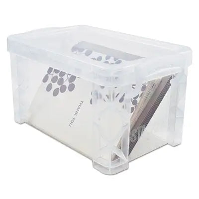 ADVANTUS CORPORATION Super Stacker Storage Boxes, Holds 400 3 x 5 Cards, 6.25 x 3.88 x 3.5, Plastic, Clear Flipcost Flipcost