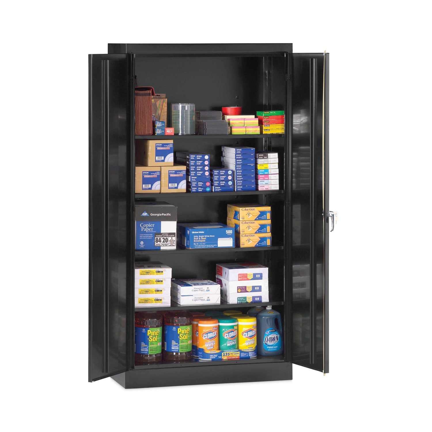 Alera® Assembled 72" High Heavy-Duty Welded Storage Cabinet, Four Adjustable Shelves, 36w x 18d, Black