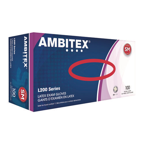 AMBITEX® L200 SERIES POWDER-FREE LATEX GLOVES, 5 MIL, SMALL, CREAM, 100/BOX