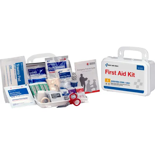 First Aid Only™ ANSI 2021 First Aid Kit for 10 People, 76 Pieces, Plastic Case