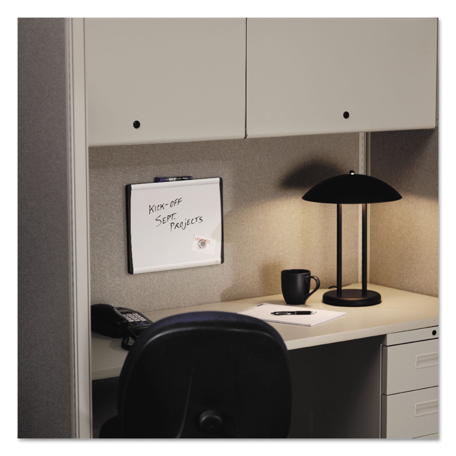 Quartet® ARC Frame Cubicle Board, Magnetic Dry Erase, 14" x 11", White Surface, Satin Aluminum Frame