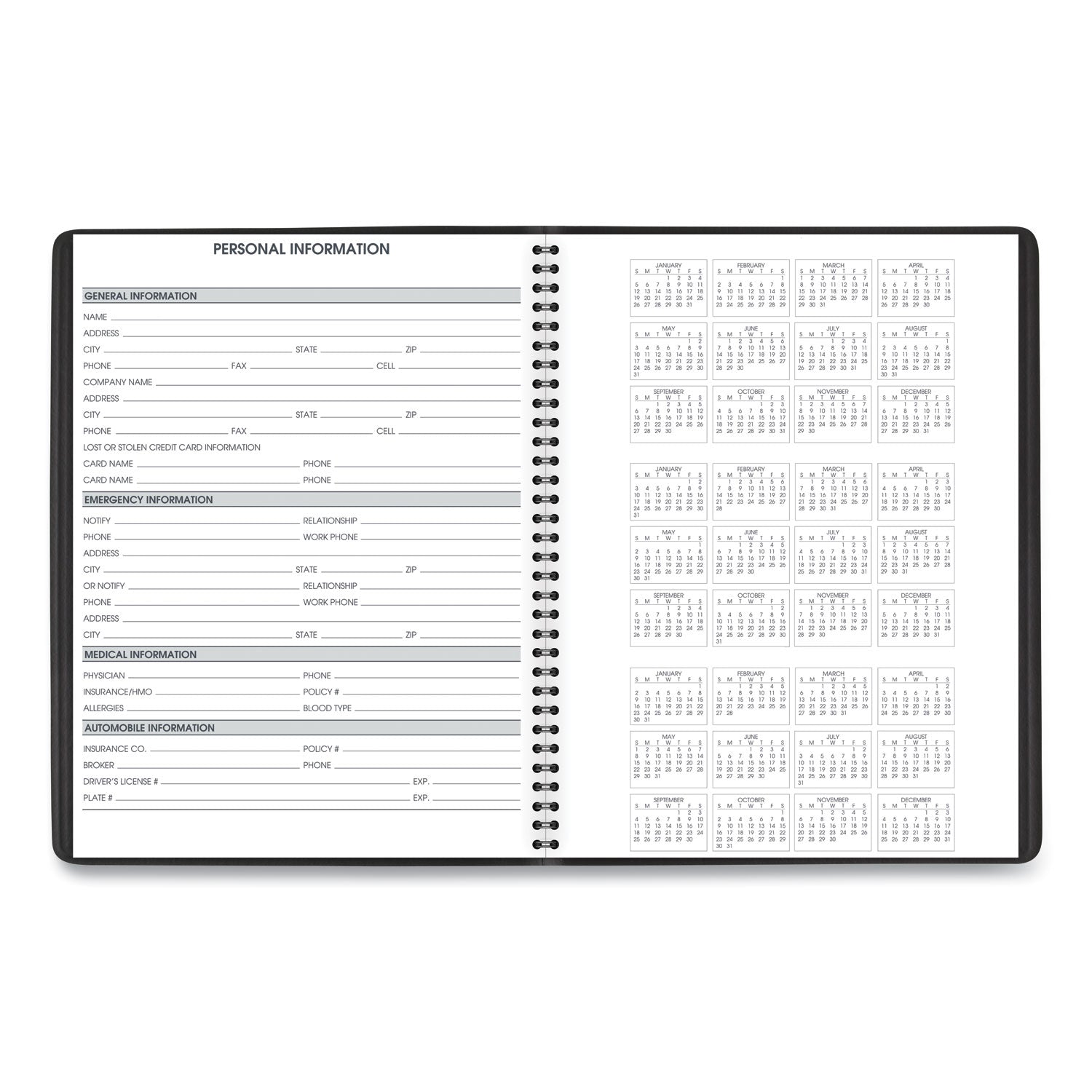 AT-A-GLANCE® Weekly Appointment Book, 11 x 8.25, Black Cover, 14-Month (July to Aug): 2024 to 2025