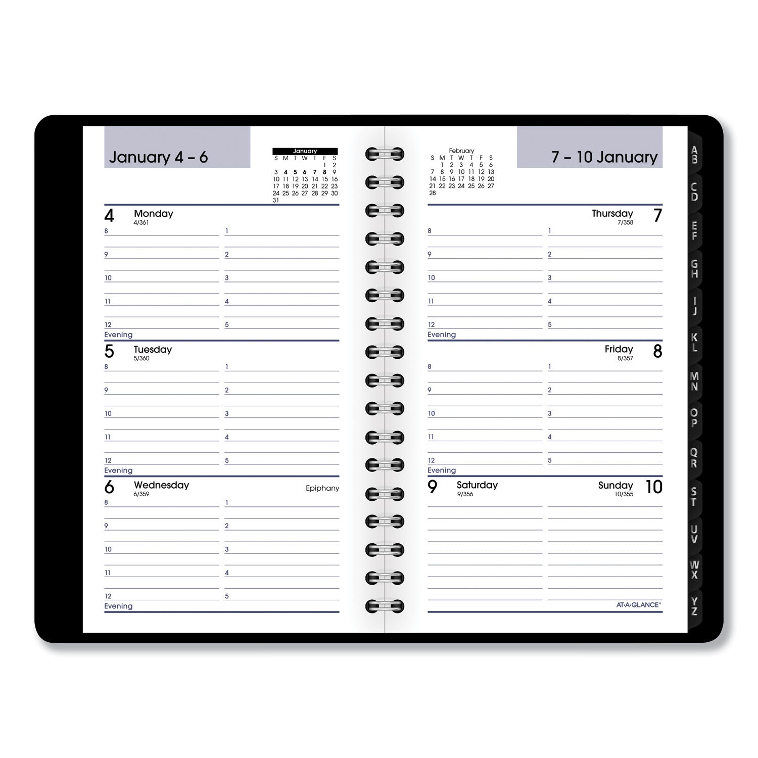 AT-A-GLANCE® DayMinder Weekly Pocket Appointment Book with Telephone/Address Section, 6 x 3.5, Black Cover, 12-Month (Jan to Dec): 2025