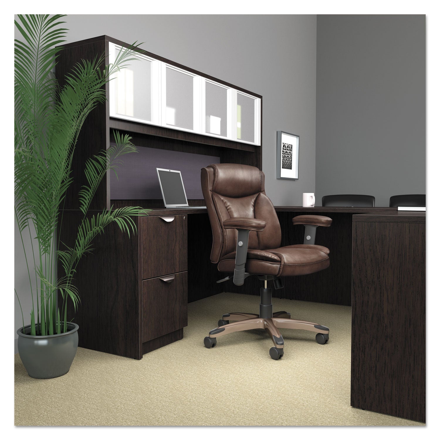 Alera® Alera Reception Lounge WL Series Guest Chair, 24.21" x 24.8" x 32.67", Black Seat, Black Back, Espresso Base