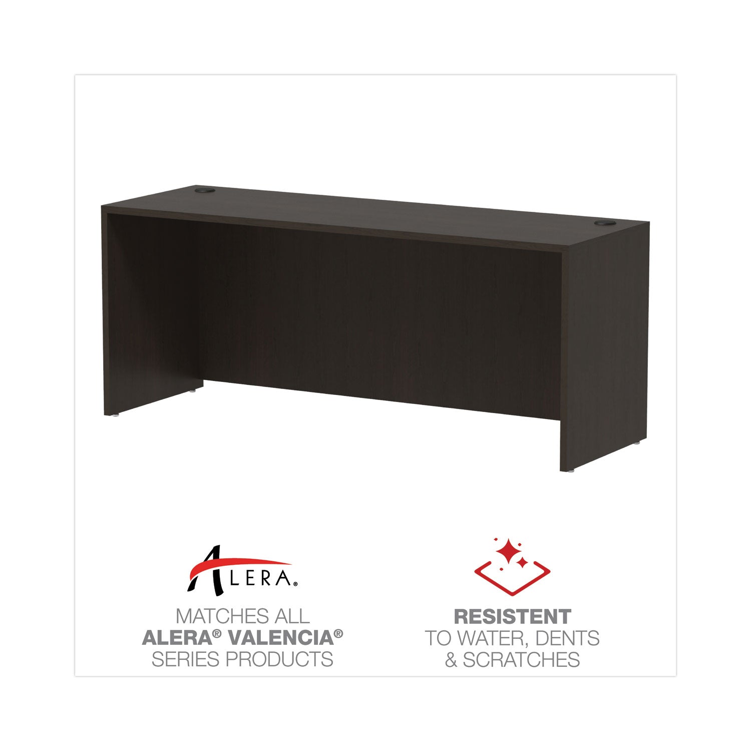 Alera® Alera Valencia Series Credenza Shell, 70.88w x 23.63d x 29.5h, Espresso