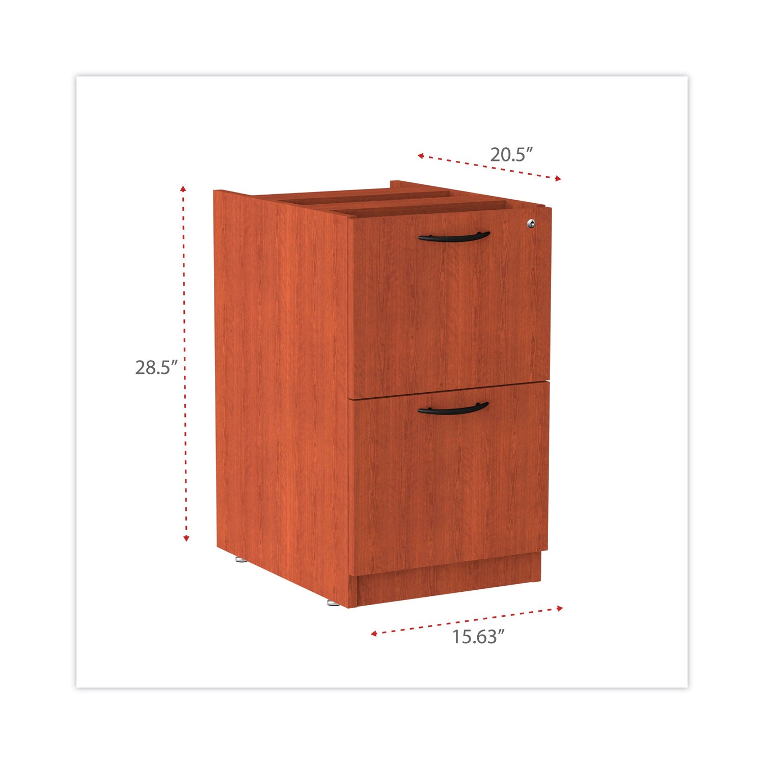 Alera® Alera Valencia Series Full Pedestal File, Left/Right, 2 Legal/Letter-Size File Drawers, Medium Cherry, 15.63" x 20.5" x 28.5"