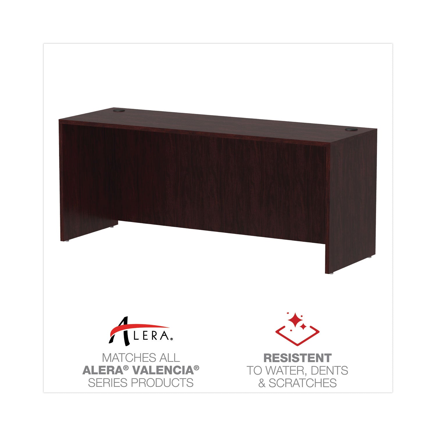 Alera® Alera Valencia Series Credenza Shell, 70.88w x 23.63d x 29.5h, Mahogany