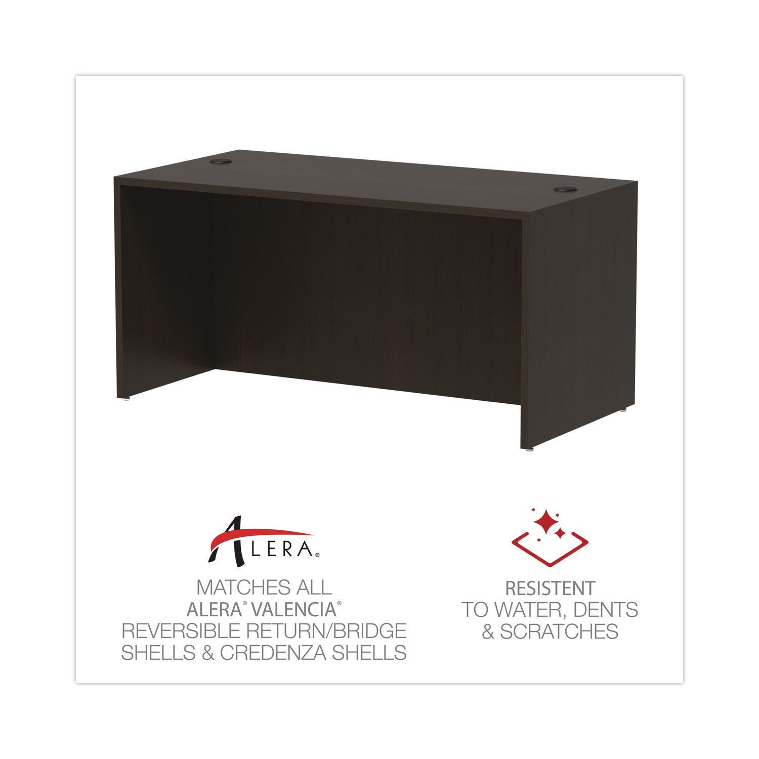 Alera® Alera Valencia Series Straight Front Desk Shell, 59.13" x 29.5" x 29.63", Espresso