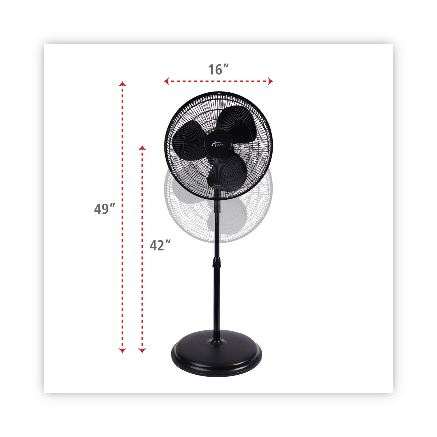 Alera® 16" 3-Speed Oscillating Pedestal Stand Fan, Metal, Plastic, Black