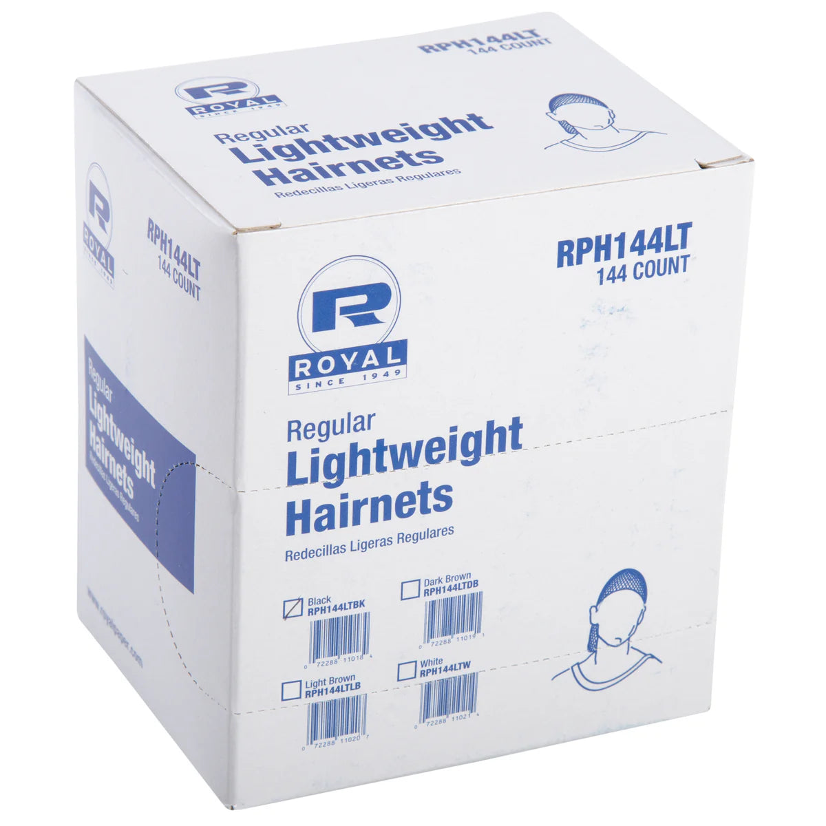 AmerCareRoyal® Lightweight Latex-Free Hairnets, Nylon, 24", Black, 144/Box, 20 Boxes/Carton