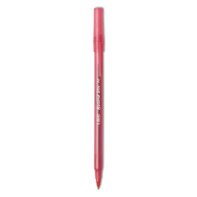 BIC CORP. Round Stic Xtra Life Ballpoint Pen, Stick, Medium 1 mm, Red Ink, Translucent Red Barrel, Dozen Flipcost Flipcost