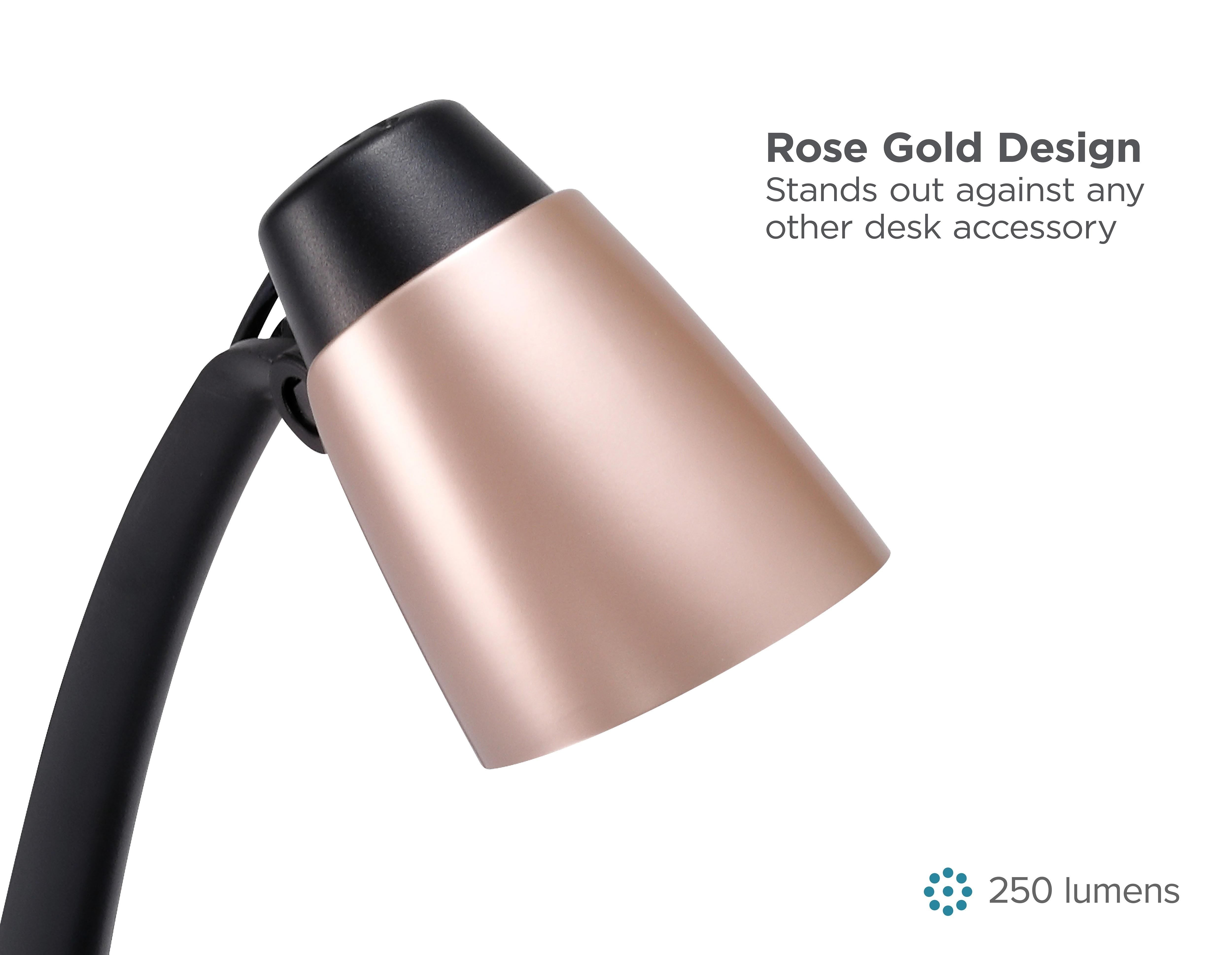 BLACK+DECKER Modern LED Desk Lamp, Black/Rose Gold