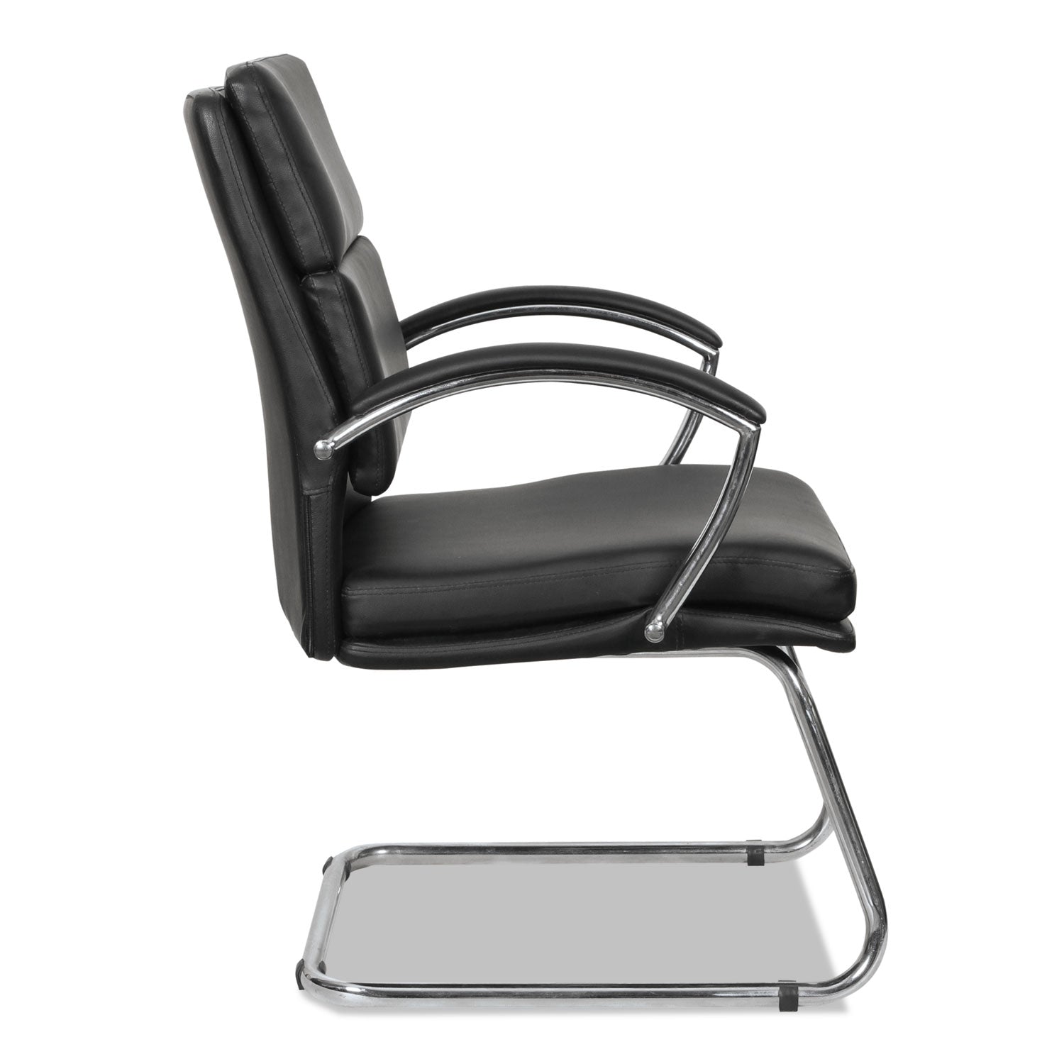 Alera® Alera Neratoli Slim Profile Stain-Resistant Faux Leather Guest Chair, 23.81" x 27.16" x 36.61", Black Seat/Back, Chrome Base