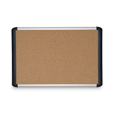 Tech Cork Board, 48 x 36, Tan Surface, Silver/Black Aluminum Frame Flipcost Flipcost