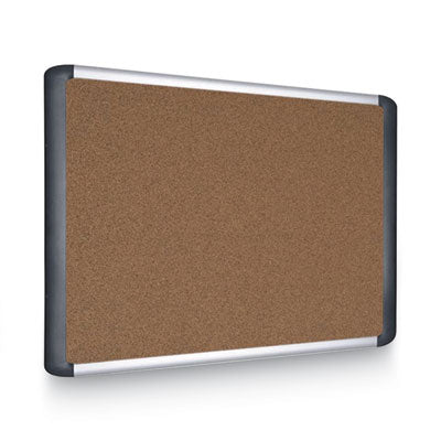 Tech Cork Board, 48 x 36, Tan Surface, Silver/Black Aluminum Frame Flipcost Flipcost