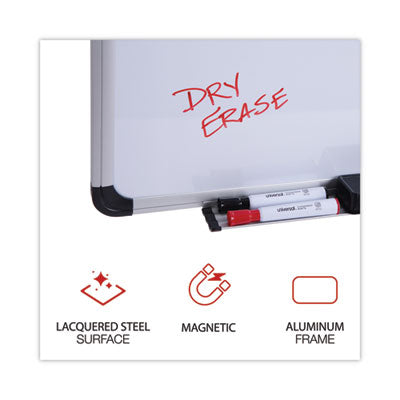 Universal® Deluxe Porcelain Magnetic Dry Erase Board, 36 x 24, White Surface, Silver/Black Aluminum Frame Flipcost Flipcost