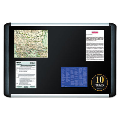 Soft-touch Bulletin Board, 36 x 24, Black Fabric Surface, Aluminum/Black Aluminum Frame Flipcost Flipcost