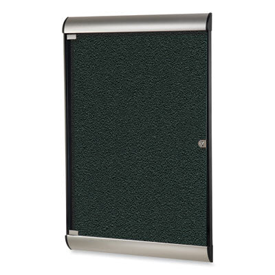 Silhouette 1 Door Enclosed Ebony Vinyl Bulletin Board w/Satin/Black Aluminum Frame, 27.75x42.13 Flipcost Flipcost