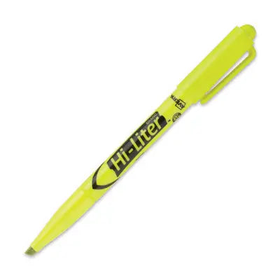 Avery® HI-LITER Pen-Style Highlighters, Fluorescent Yellow Ink, Chisel Tip, Yellow/Black Barrel, Dozen Flipcost Flipcost