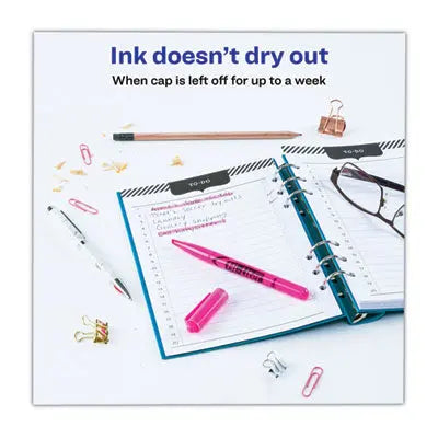 Avery® HI-LITER Pen-Style Highlighters, Fluorescent Pink Ink, Chisel Tip, Pink/Black Barrel, Dozen Flipcost Flipcost