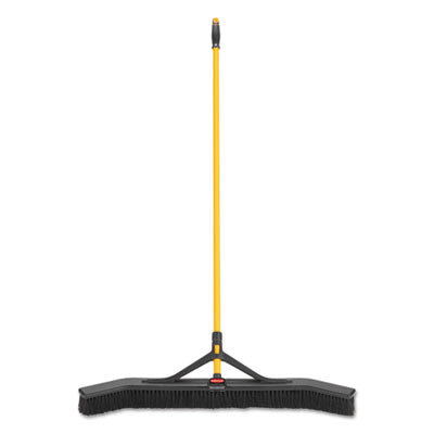 Rubbermaid® Commercial Maximizer Push-to-Center Broom, Poly Bristles, 36 x 58.13, Steel Handle, Yellow/Black Flipcost Flipcost