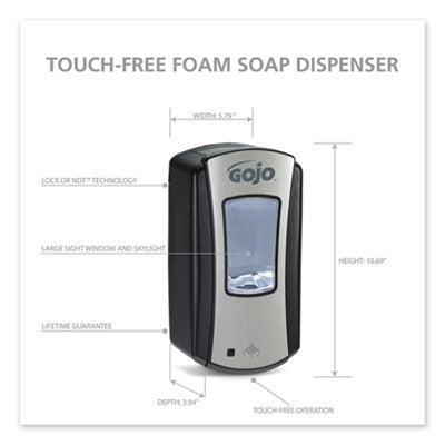 Touch-Free LTX-12 Dispenser, 1,200 mL, 5.75 x 3.33 x 10.5, Brushed Chrome/Black Flipcost Flipcost