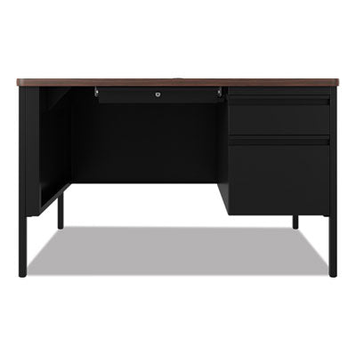 Modern Classroom Teacher Desk, One Right-Hand Pedestal: Box/File Drawers, 48" x 30" x 29.5", Walnut/Black Flipcost Flipcost