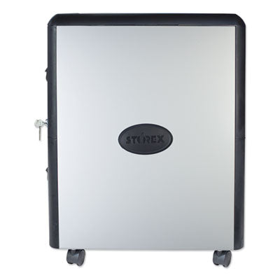 Mobile Filing Cabinet with Metal Siding, 2 Letter-Size File Drawers, Silver/Black, 19" x 15" x 23" Flipcost Flipcost