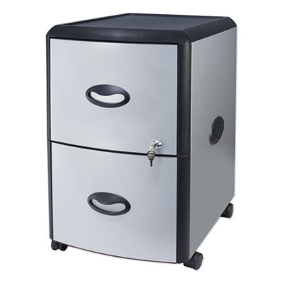 Mobile Filing Cabinet with Metal Siding, 2 Letter-Size File Drawers, Silver/Black, 19" x 15" x 23" Flipcost Flipcost