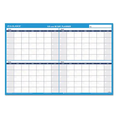 AT-A-GLANCE 90/120-Day Undated Horizontal Erasable Wall Planner, 36 x 24, White/Blue Sheets, Undated Flipcost Flipcost