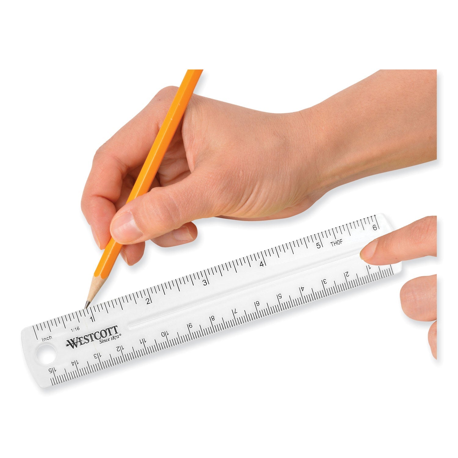 Westcott® Clear Flexible Acrylic Ruler, Standard/Metric, 6" (15 cm) Long, Clear, 12/Box