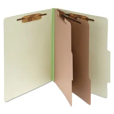 ACCO BRANDS, INC. Pressboard Classification Folders, 3" Expansion, 2 Dividers, 6 Fasteners, Letter Size, Leaf Green Exterior, 10/Box Flipcost Flipcost