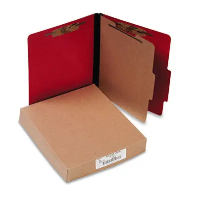 ACCO BRANDS, INC. ColorLife PRESSTEX Classification Folders, 2" Expansion, 1 Divider, 4 Fasteners, Letter Size, Executive Red Exterior, 10/Box Flipcost Flipcost