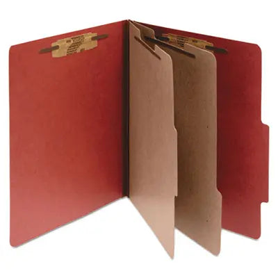 ACCO BRANDS, INC. Pressboard Classification Folders, 3" Expansion, 2 Dividers, 6 Fasteners, Legal Size, Earth Red Exterior, 10/Box Flipcost Flipcost