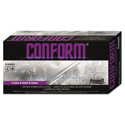 ANSELL LIMITED Conform Natural Rubber Latex Gloves, 5 mil, Large, 100/Box Flipcost Flipcost