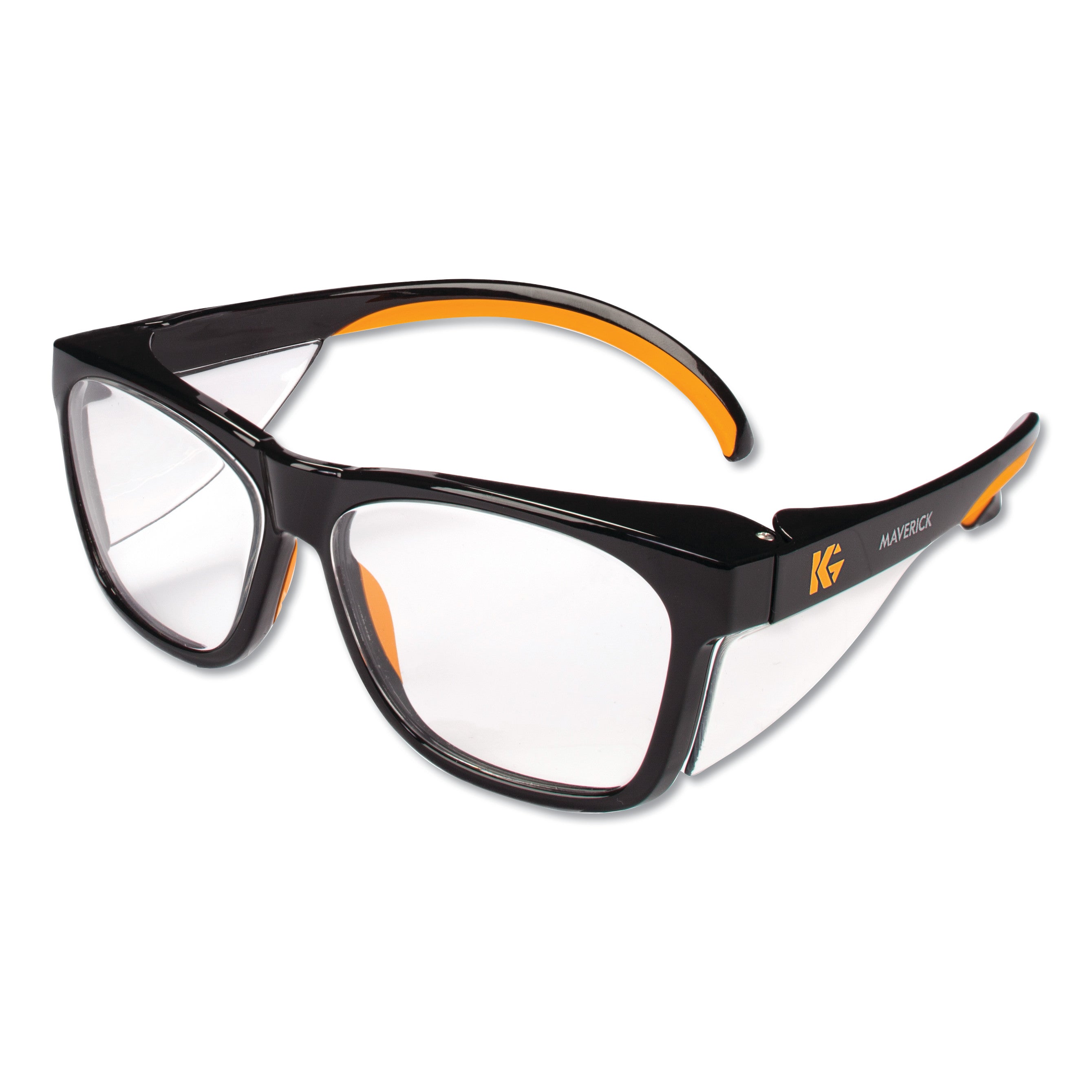 KleenGuard™ Maverick Safety Glasses, Black, Polycarbonate Frame, Clear Lens, 12/Box