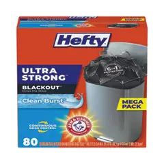 Hefty® Ultra Strong BlackOut Tall-Kitchen Drawstring Bags, 13 gal, 0.9 mil, 23.75" x 24.88", Black, 80/Box Flipcost Flipcost