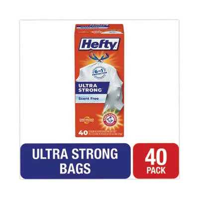 Hefty® Ultra Strong Tall Kitchen and Trash Bags, 13 gal, 0.9 mil, 23.75" x 24.88", White, 40/Box Flipcost Flipcost
