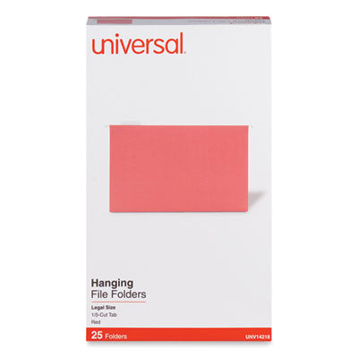 Universal® Deluxe Bright Color Hanging File Folders, Legal Size, 1/5-Cut Tabs, Red, 25/Box Flipcost Flipcost