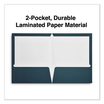 Universal® Laminated Two-Pocket Folder, Cardboard Paper, 100-Sheet Capacity, 11 x 8.5, Navy, 25/Box Flipcost Flipcost