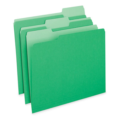 Universal® Deluxe Colored Top Tab File Folders, 1/3-Cut Tabs: Assorted, Letter Size, Green/Light Green, 100/Box Flipcost Flipcost