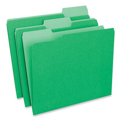 Universal® Interior File Folders, 1/3-Cut Tabs: Assorted, Letter Size, 11-pt Stock, Green, 100/Box Flipcost Flipcost