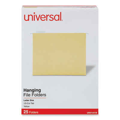 Universal® Deluxe Bright Color Hanging File Folders, Letter Size, 1/5-Cut Tabs, Yellow, 25/Box Flipcost Flipcost