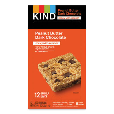 KIND Healthy Grains Bar, Peanut Butter Dark Chocolate, 1.2 oz, 12/Box Flipcost Flipcost