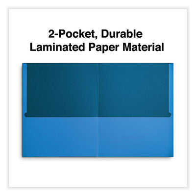 Universal® Two-Pocket Portfolio, Embossed Leather Grain Paper, 11 x 8.5, Light Blue, 25/Box Flipcost Flipcost