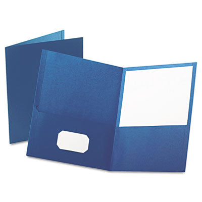 Oxford™ Twin-Pocket Folder, Embossed Leather Grain Paper, 0.5" Capacity, 11 x 8.5, Blue, 25/Box Flipcost Flipcost