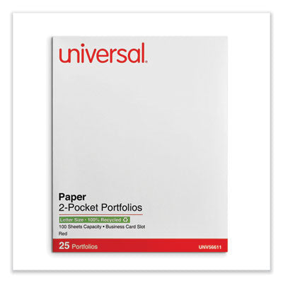 Universal® Textured Two-Pocket Portfolio Red, Embossed Leather Grain Paper, 11 x 8.5, Red, 25/Box Flipcost Flipcost