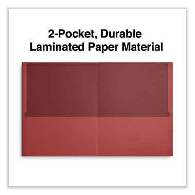 Universal® Textured Two-Pocket Portfolio Red, Embossed Leather Grain Paper, 11 x 8.5, Red, 25/Box Flipcost Flipcost