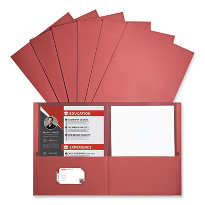 Universal® Textured Two-Pocket Portfolio Red, Embossed Leather Grain Paper, 11 x 8.5, Red, 25/Box Flipcost Flipcost