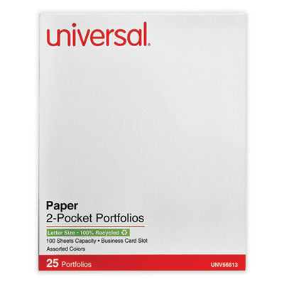 Universal® Two-Pocket Portfolio Embossed Leather Grain Paper, 11 x 8.5, Assorted Colors, 25/Box Flipcost Flipcost